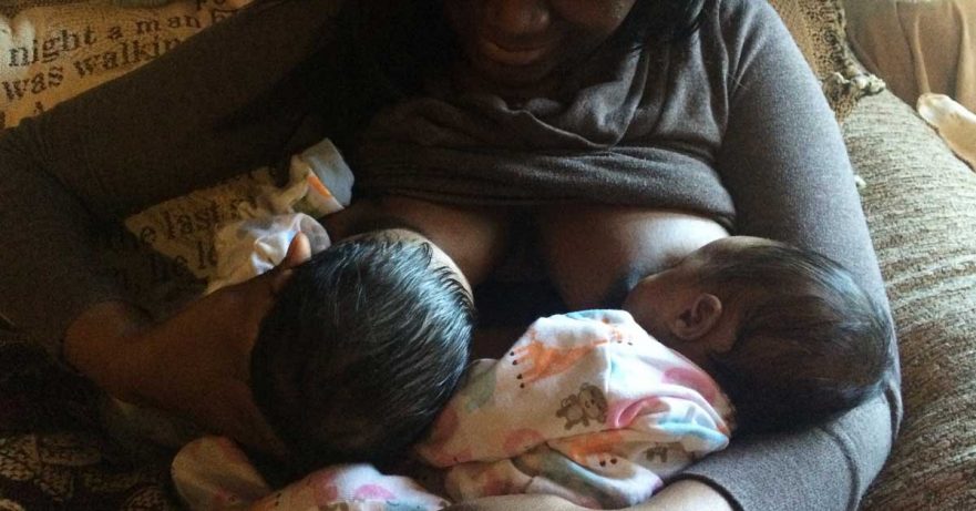 Breastfeeding premature twins
